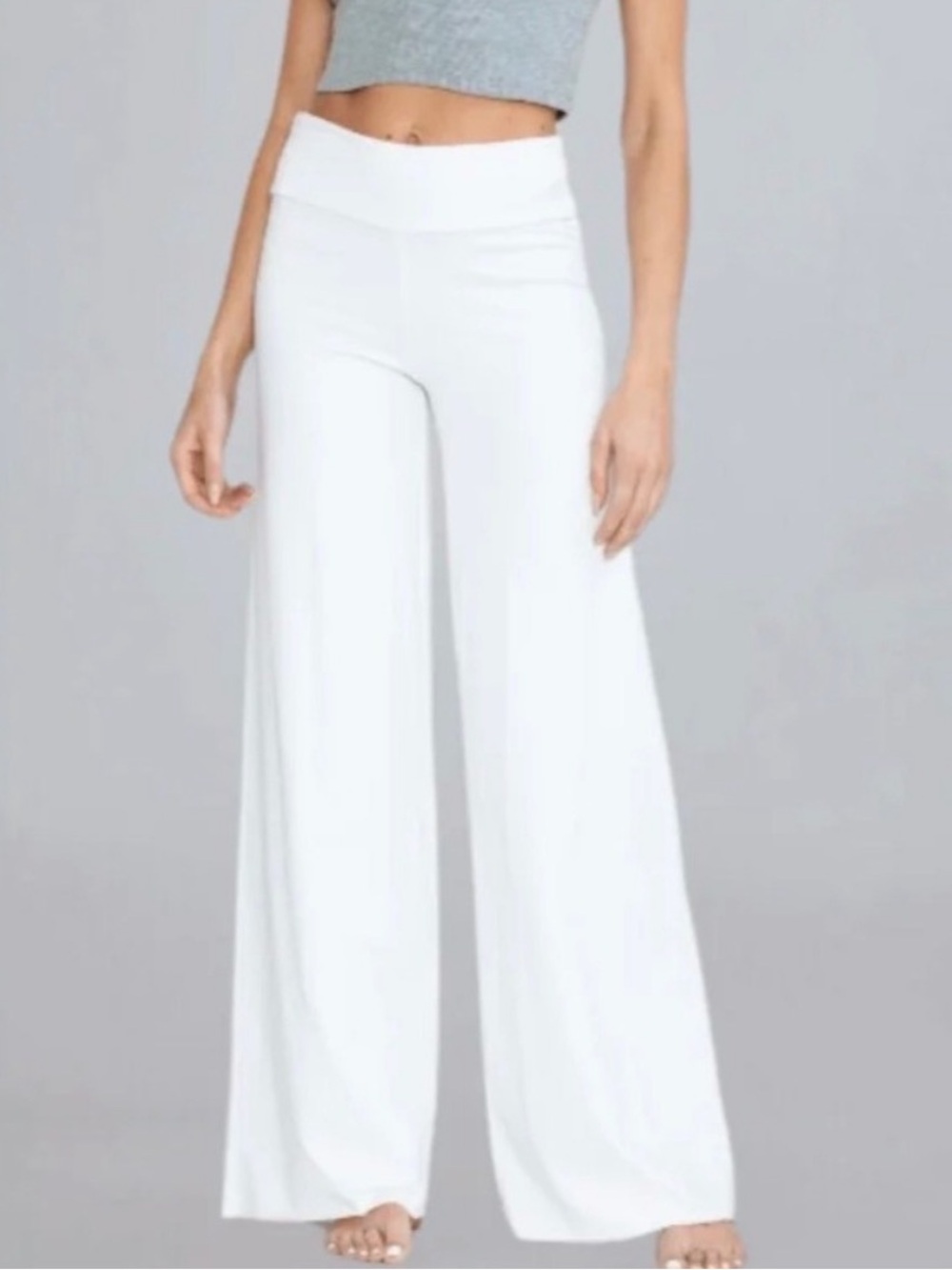 Girlfriend Collective White Wide-Leg Palazzo Yoga Pants large NWT